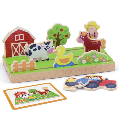 Viga Toys VIGA Drewniana Układanka Edukacyjna Nauka Odległosci 2w1