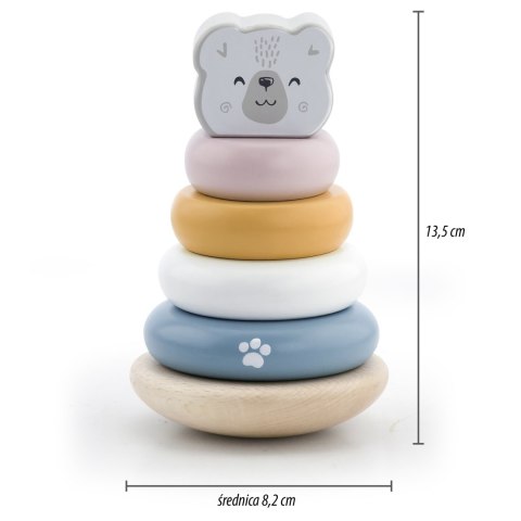 Viga Toys VIGA PolarB Drewniana Piramidka edukacyjna - Miś Polarny