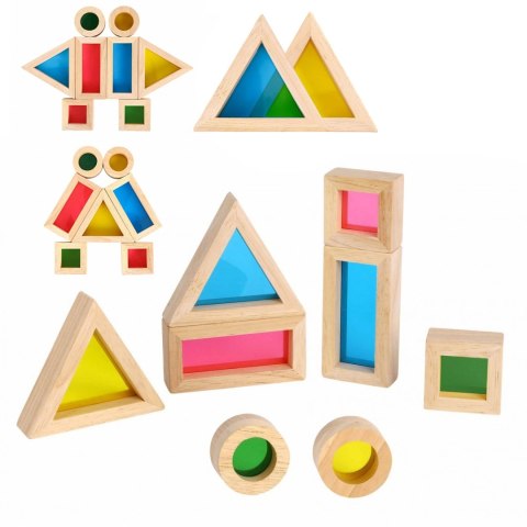 TOOKY TOY Drewniane Kolorowe Klocki Lustra Zestaw 8 el. FSC TOOKY TOY Drewniane Kolorowe Klocki Lustra Zestaw 8 el. FSC