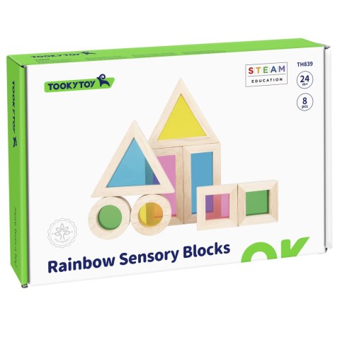 TOOKY TOY Drewniane Kolorowe Klocki Lustra Zestaw 8 el. FSC TOOKY TOY Drewniane Kolorowe Klocki Lustra Zestaw 8 el. FSC