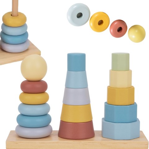 TOOKY TOY Trzy Wieże Układanka w Stosy Sorter Montessori TOOKY TOY Trzy Wieże Układanka w Stosy Sorter Montessori
