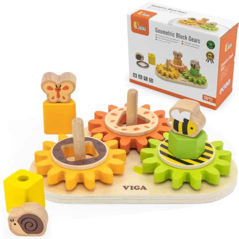 Viga Toys VIGA Drewniany Sorter Koła Zębate "Kształty i Mechanizmy"