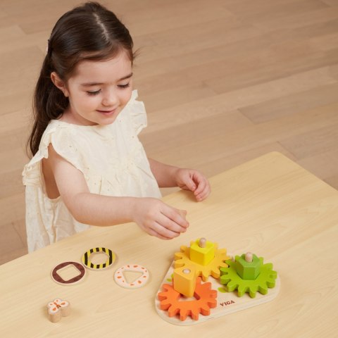 Viga Toys VIGA Drewniany Sorter Koła Zębate "Kształty i Mechanizmy"
