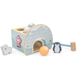 Viga Toys VIGA PolarB Drewniany Przebijak Igloo z Młoteczkiem Figurkami i Sorterem