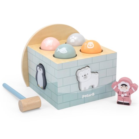 Viga Toys VIGA PolarB Drewniany Przebijak Igloo z Młoteczkiem Figurkami i Sorterem