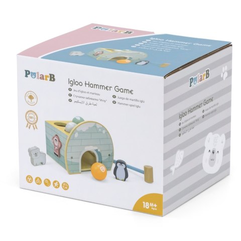 Viga Toys VIGA PolarB Drewniany Przebijak Igloo z Młoteczkiem Figurkami i Sorterem