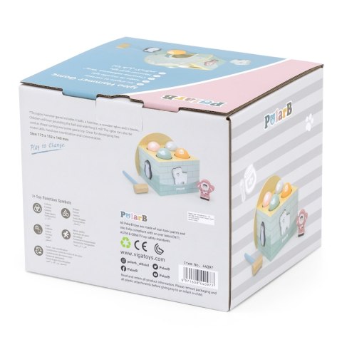 Viga Toys VIGA PolarB Drewniany Przebijak Igloo z Młoteczkiem Figurkami i Sorterem