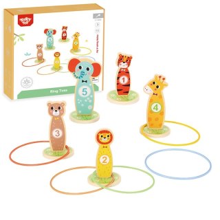 Tooky Toy TOOKY TOY Drewniana Gra Zręcznościowa Rzut do Celu Zwierzątka 15 el.