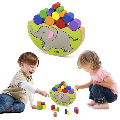Viga Toys VIGA Drewniana układanka Balansujący Słoń Montessori