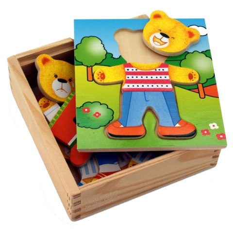 Viga Toys VIGA Drewniane Puzzle Układanka Edukacyjna Ubierz Misia Chłopca