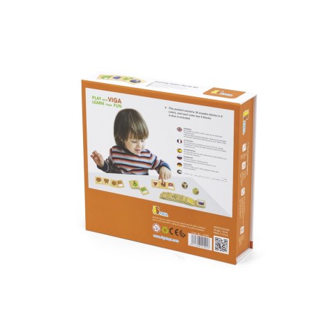 Viga Toys VIGA Gra Edukacyjna Drewniana Układanka Sortuj Dopasuj Kolory i Kształty 38 el. Montessori