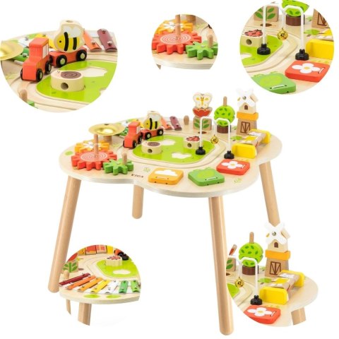 Viga Toys VIGA PolarB Stół Stolik Edukacyjny Aktywności Piramidka Cymbałki Sensoryka Montessori