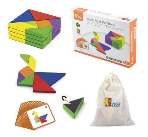 Viga Toys VIGA Tangram Drewniana Gra Logiczna Układanka Certyfikat FSC