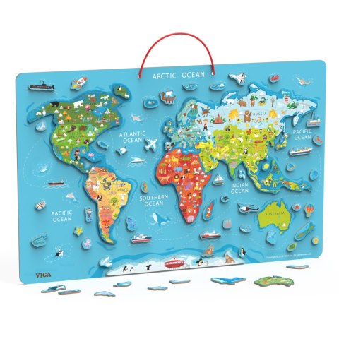Viga Toys Viga 2w1 Tablica Edukacyjna z Magnetyczną Mapą Świata Montessori