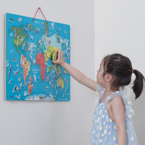 Viga Toys Viga 2w1 Tablica Edukacyjna z Magnetyczną Mapą Świata Montessori