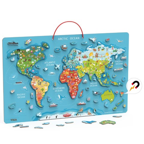 Viga Toys Viga 2w1 Tablica Edukacyjna z Magnetyczną Mapą Świata Montessori