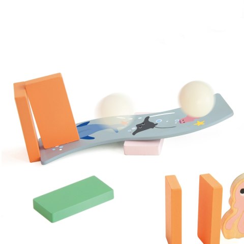 Classic World CLASSIC WORLD Drewniane Domino Tor Logiczny Przeszkód Układanka Montessori 100 el.