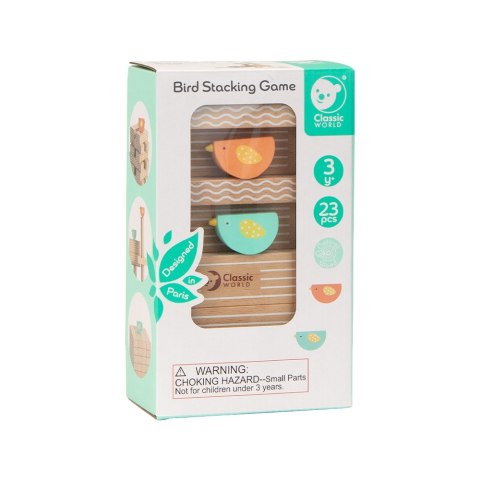 Classic World CLASSIC WORLD Gra Edukacyjna Układanie Klocków Ptaków 23 el.