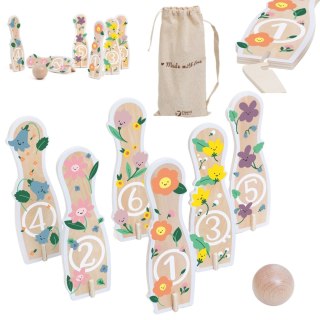 Classic World CLASSIC WORLD Wooden Bowling Game for Children 6 pcs + Ball