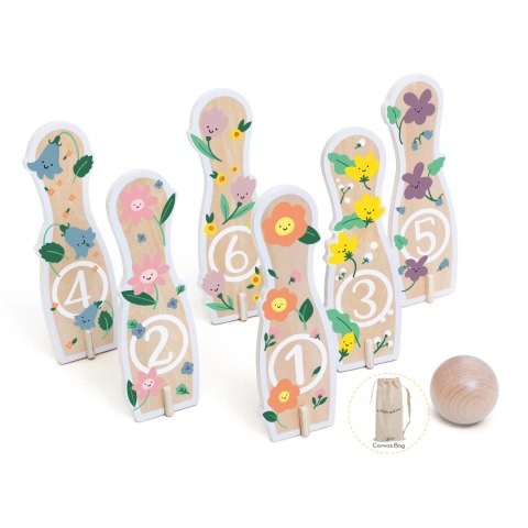 Classic World CLASSIC WORLD Wooden Bowling Game for Children 6 pcs + Ball