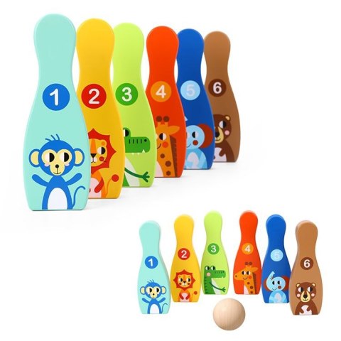 TOOKY TOY Drewniane Kręgle dla Dzieci 6 szt. + Piłka TOOKY TOY Drewniane Kręgle dla Dzieci 6 szt. + Piłka