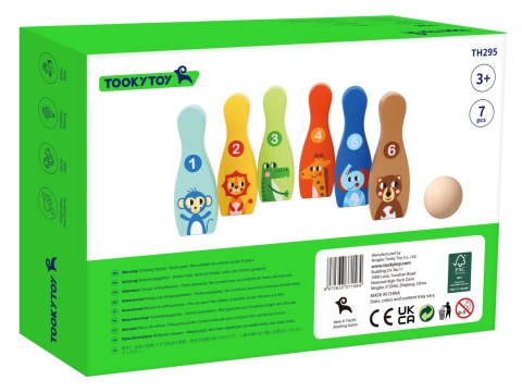 TOOKY TOY Drewniane Kręgle dla Dzieci 6 szt. + Piłka TOOKY TOY Drewniane Kręgle dla Dzieci 6 szt. + Piłka