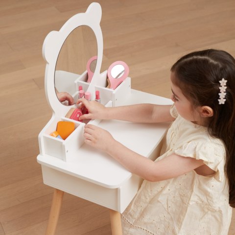 Viga Toys VIGA Duża Toaletka Drewniana Biała z Lustrem i Krzesełkiem