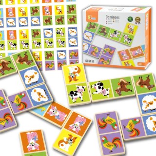 Viga Toys VIGA Edukacyjne Klocki Domino Drewniane gra Farma 28 elementów Montessori