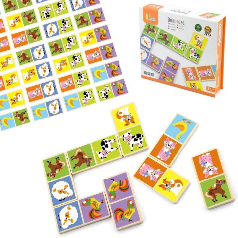 Viga Toys VIGA Edukacyjne Klocki Domino Drewniane gra Farma 28 elementów Montessori