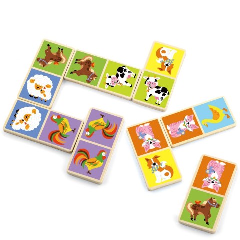 Viga Toys VIGA Edukacyjne Klocki Domino Drewniane gra Farma 28 elementów Montessori