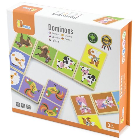 Viga Toys VIGA Edukacyjne Klocki Domino Drewniane gra Farma 28 elementów Montessori