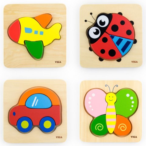 Viga Toys VIGA Pierwsze drewniane Puzzle maluszka Samochód