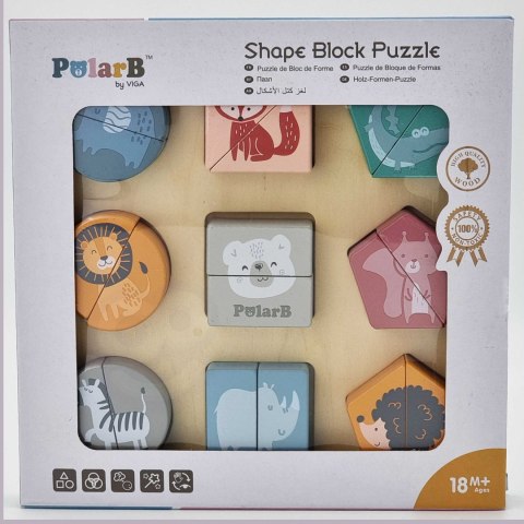 Viga Toys VIGA PolarB Drewniana Układanka Klocki - Zwierzątka