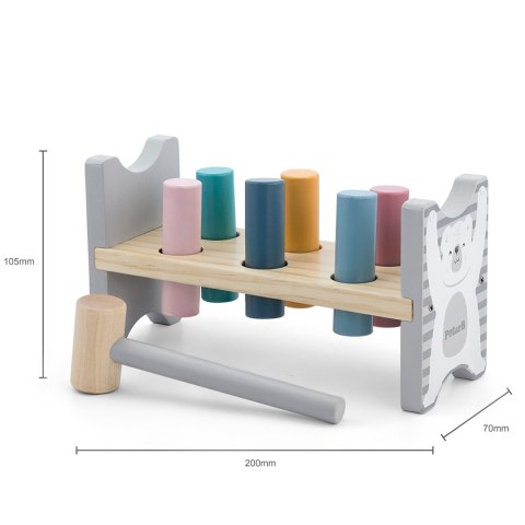 Viga Toys VIGA PolarB Zestaw Drewniana Piramidka + Przebijanka z Młoteczkiem Miś Polarny Montessori