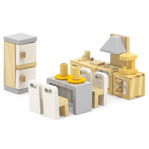 Viga Toys VIGA PolarB Zestaw Mebelków do Domku dla Lalek Kuchnia Jadalnia