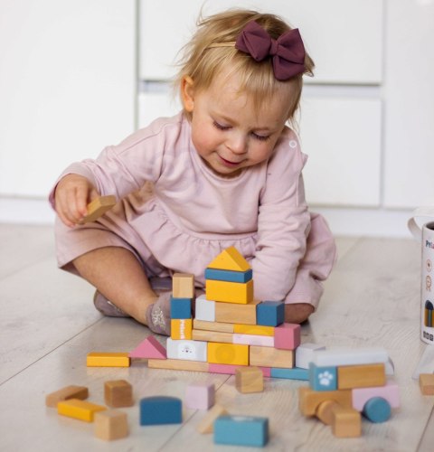 Viga Toys VIGA PolarB Zestaw drewnianych klocków w wiaderku - 60 elementów