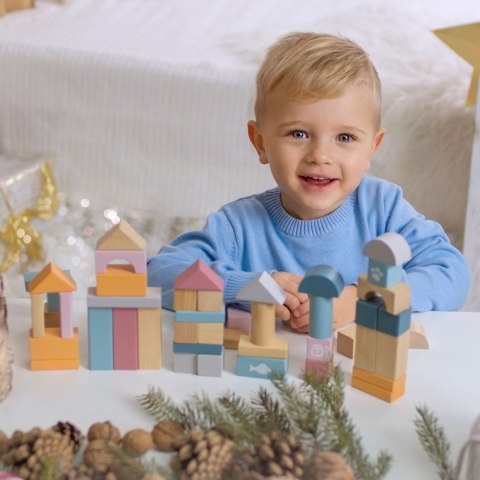 Viga Toys VIGA PolarB Zestaw drewnianych klocków w wiaderku - 60 elementów