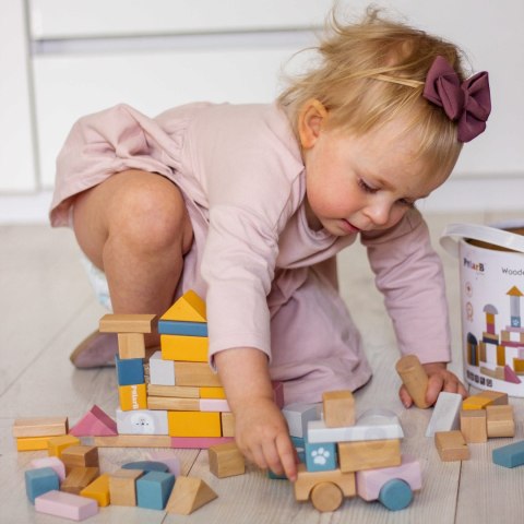 Viga Toys VIGA PolarB Zestaw drewnianych klocków w wiaderku - 60 elementów