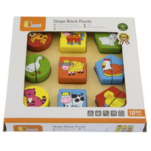 Viga Toys VIGA Puzzle Edukacyjne Drewniane Zwierzęta