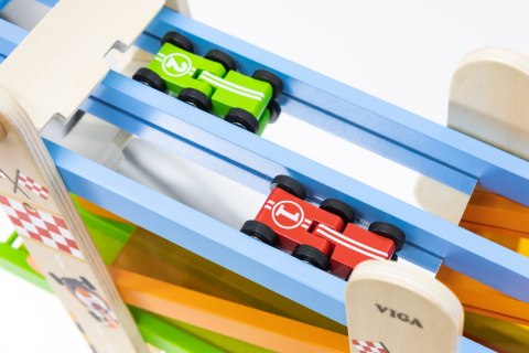 Viga Toys VIGA Drewniana Podwójna Zjeżdżalnia Dla Samochodzików Tor Wyścigowy