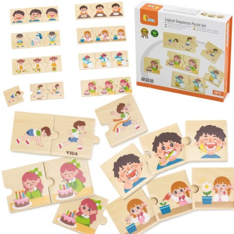 Viga Toys VIGA Drewniana Układanka Puzzle Dopasuj Czynności Dzieci