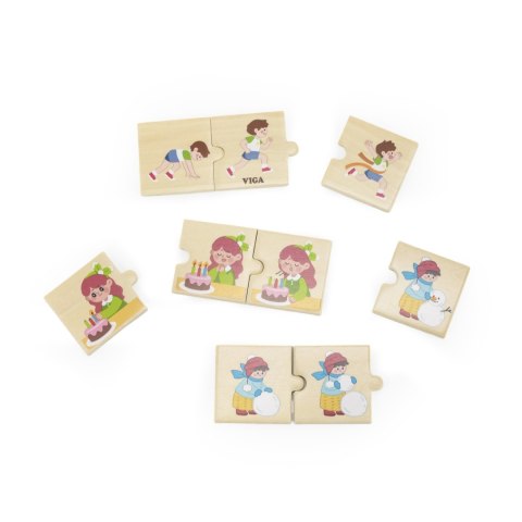 Viga Toys VIGA Drewniana Układanka Puzzle Dopasuj Czynności Dzieci