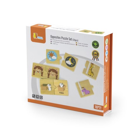 Viga Toys VIGA Drewniana Układanka Puzzle Przeciwieństwa