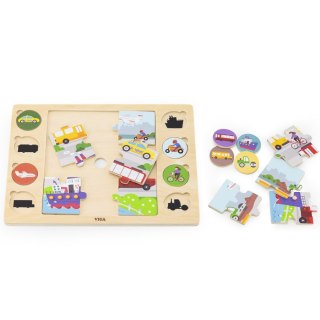 Viga Toys VIGA Drewniane Puzzle Odgadnij po Cieniu - Środki Transportu Układanka 17 el.