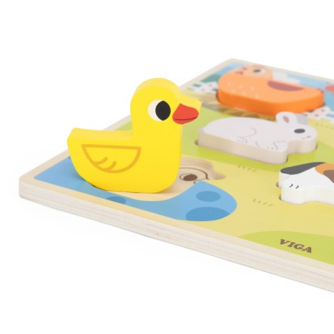 Viga Toys VIGA Drewniane Puzzle Układanka Montessori 2w1 Figurki Farma