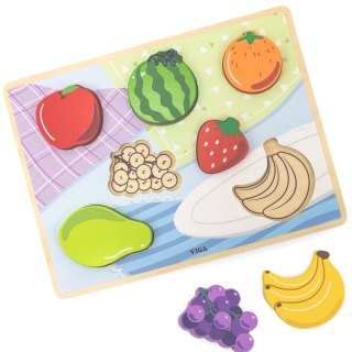Viga Toys VIGA Drewniane Puzzle Układanka Montessori 2w1 Figurki Owoce