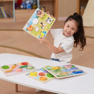 Viga Toys VIGA Drewniane Puzzle Układanka Montessori 2w1 Figurki Owoce