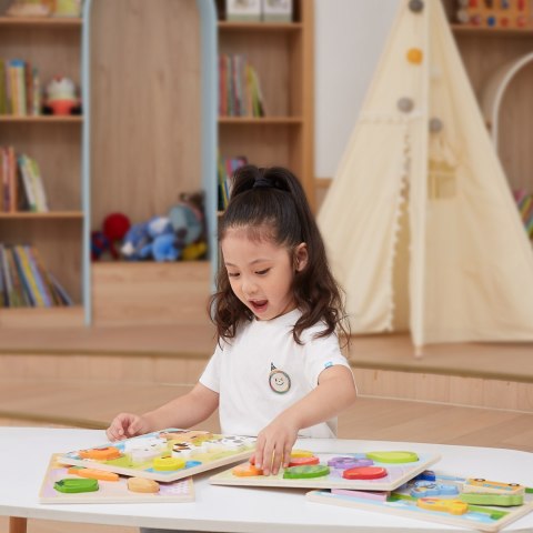 Viga Toys VIGA Drewniane Puzzle Układanka Montessori 2w1 Figurki Owoce