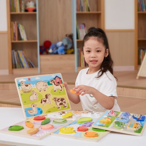 Viga Toys VIGA Drewniane Puzzle Układanka Montessori 2w1 Figurki Warzywa