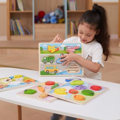 Viga Toys VIGA Drewniane Puzzle Układanka Montessori 2w1 Figurki Warzywa